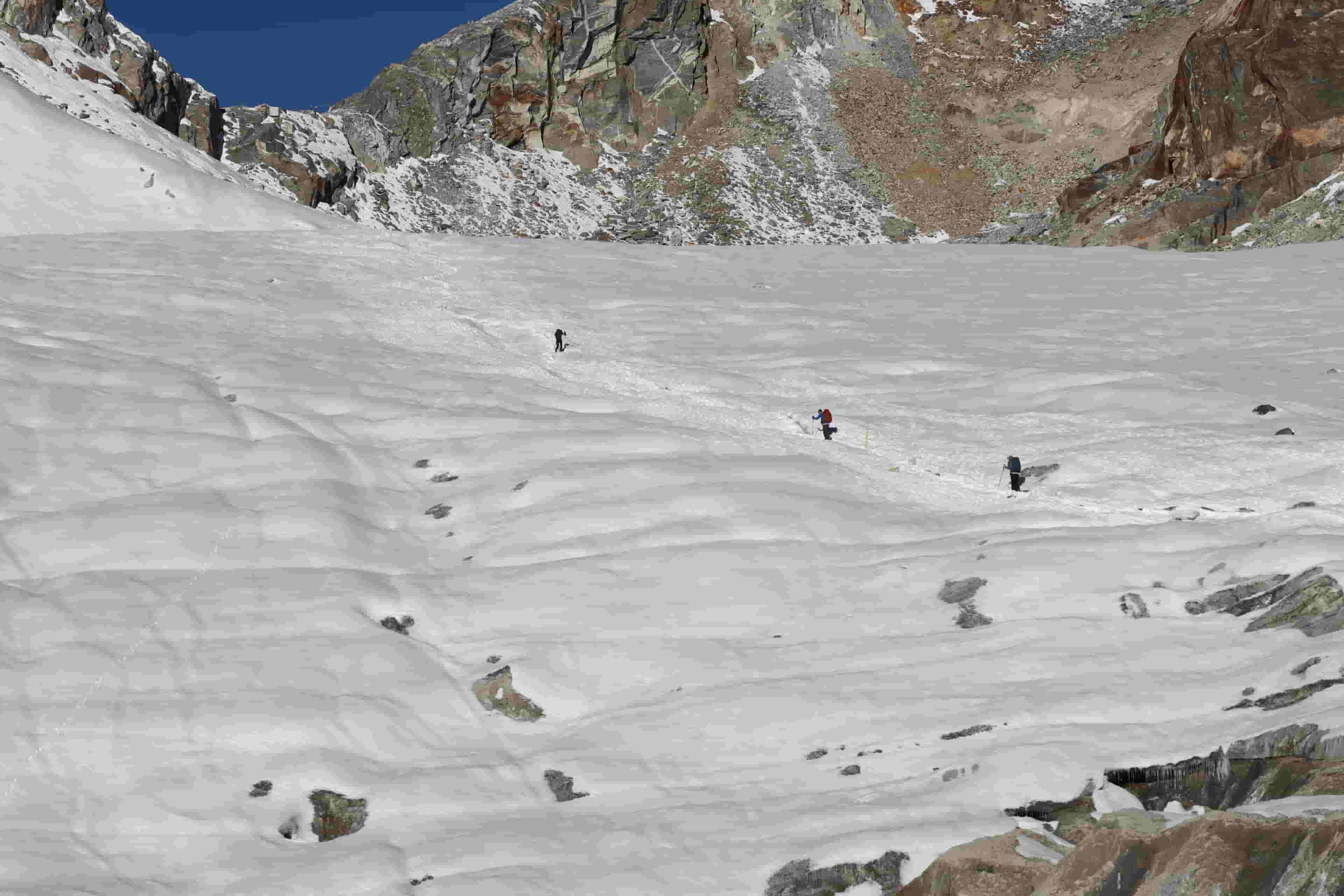Trekkers Crossing Chola Pass of the Khumbu Region of Nepal