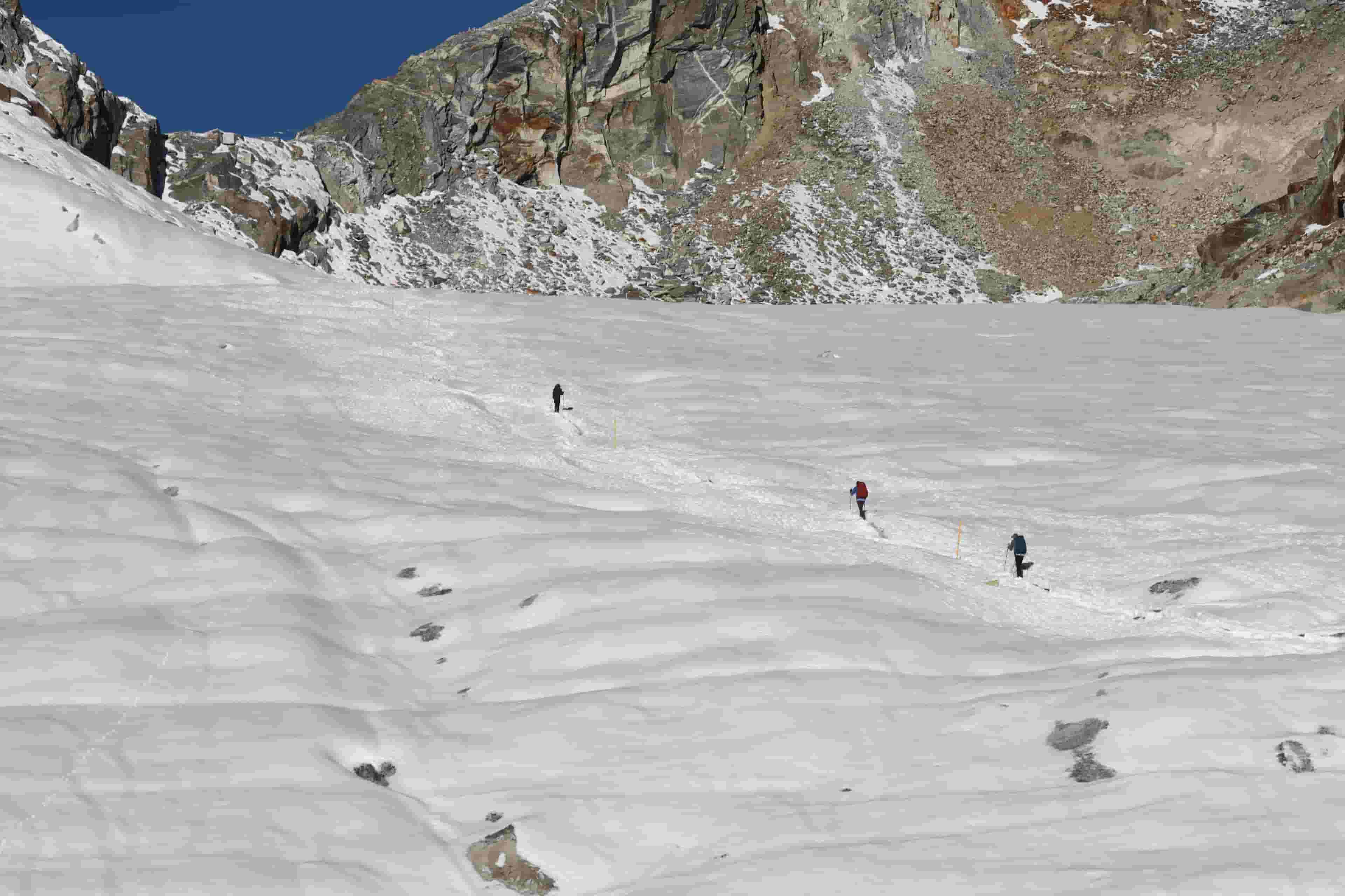 Trekkers Crossing Chola Pass of the Everest Region of Nepal