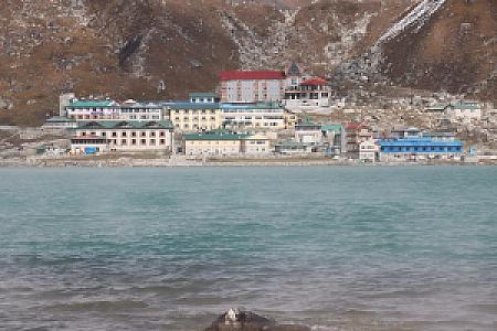 Scenic Gokyo Village beside Gokyo Lake, gateway to Gokyo Ri and Everest region treks