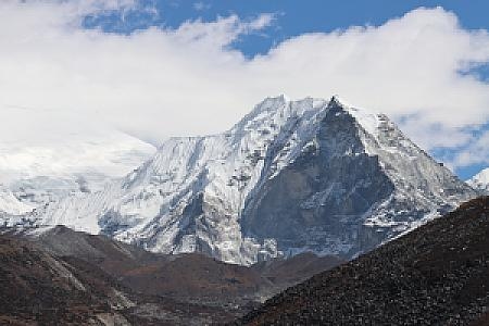 View of Island Peak from Dingboche, gateway village for acclimatization before Island Peak climbing