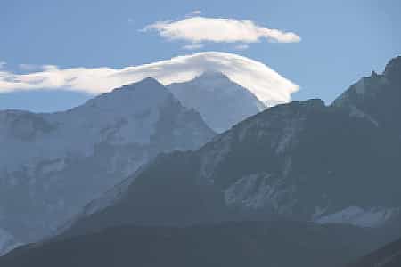 View of Mount Makalu from the Dingboche hiking trail in the Everest region