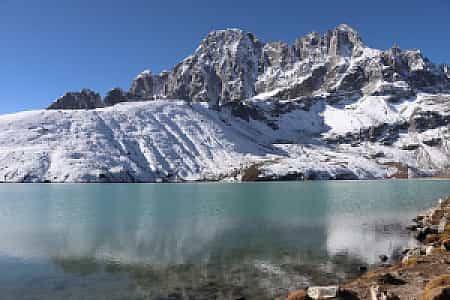 Himalayan morning view capturing Gokyo and Machhermo in one scenic frame