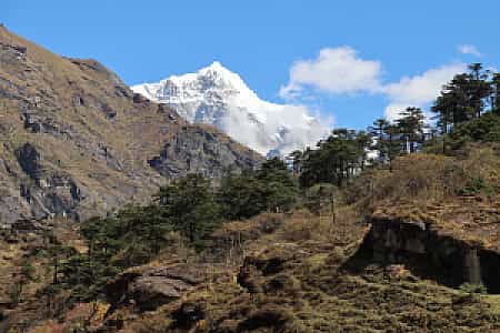 Tawache Peak view from Khumjung village in the Everest region
