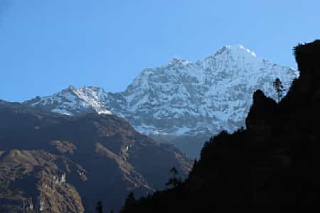 Kusum Kanguru peak viewed from Toktok village on the Everest Base Camp trail, Nepal