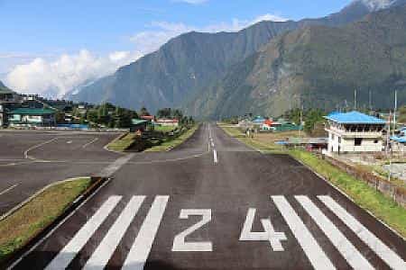 Lukla’s runway 24, the only gateway for trekkers flying into Everest Base Camp
