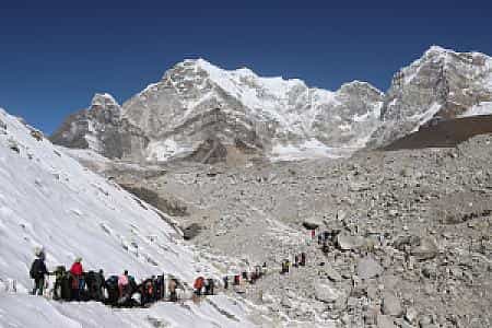 Trekkers Heading towards Gorakshep in the Everest Region