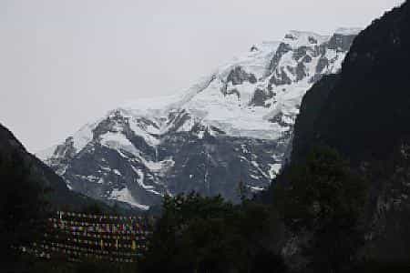 Morning panorama of Lamjung Himal from Chame, gateway to Manang