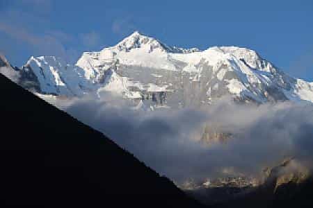 Morning view of Annapurna II from Upper Pisang in Manang, Himalayas
