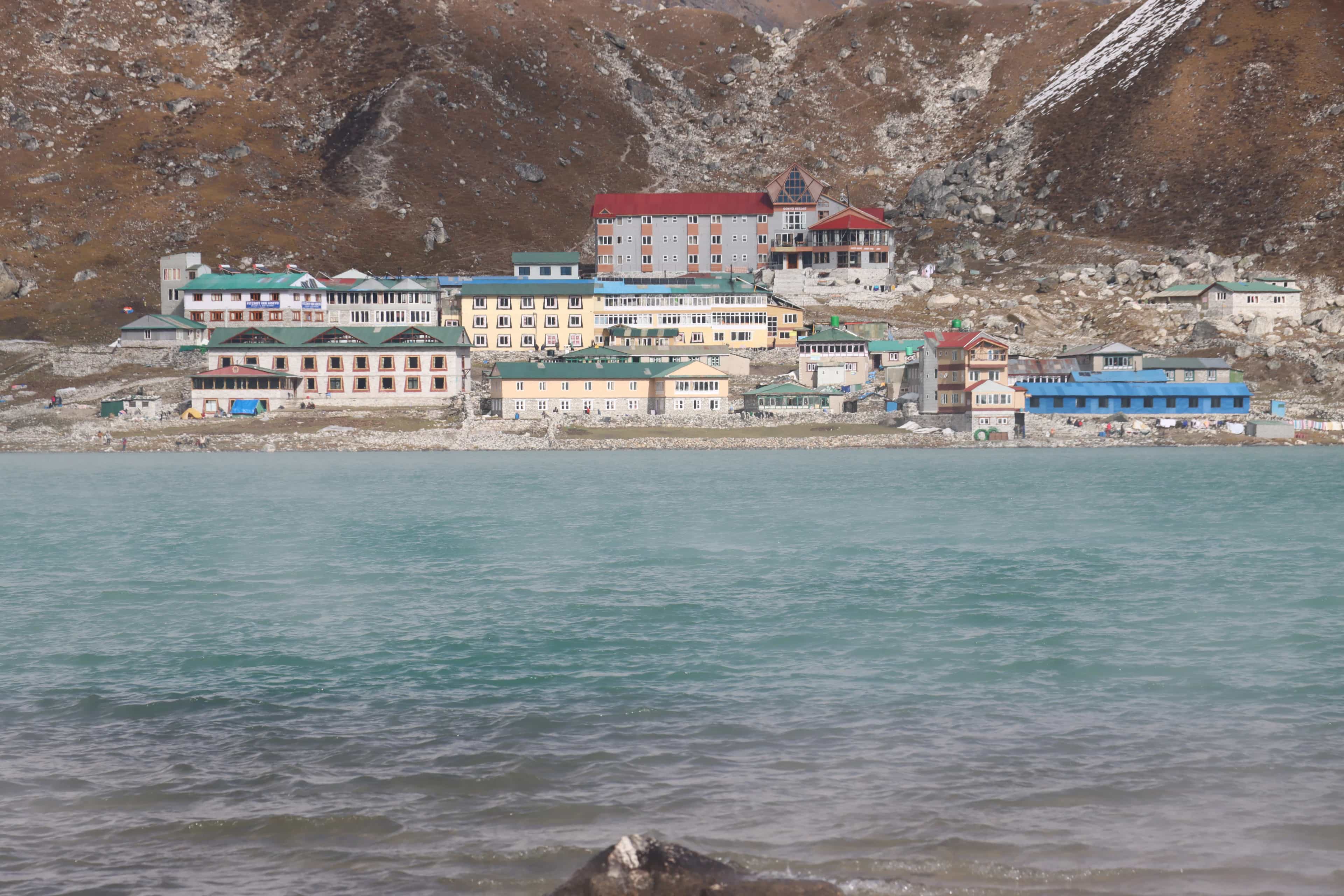 Scenic Gokyo Village beside Gokyo Lake, gateway to Gokyo Ri and Everest region treks