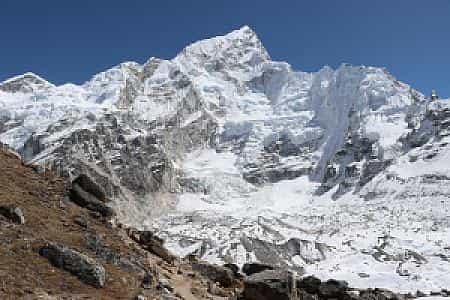 Nuptse peak (7,861 m) seen from Gorakshep, last settlement on the Everest Base Camp trek