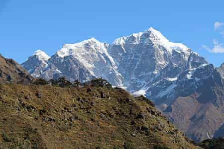View of Tawache peak from Khumjung, a Sherpa village near Namche Bazaar