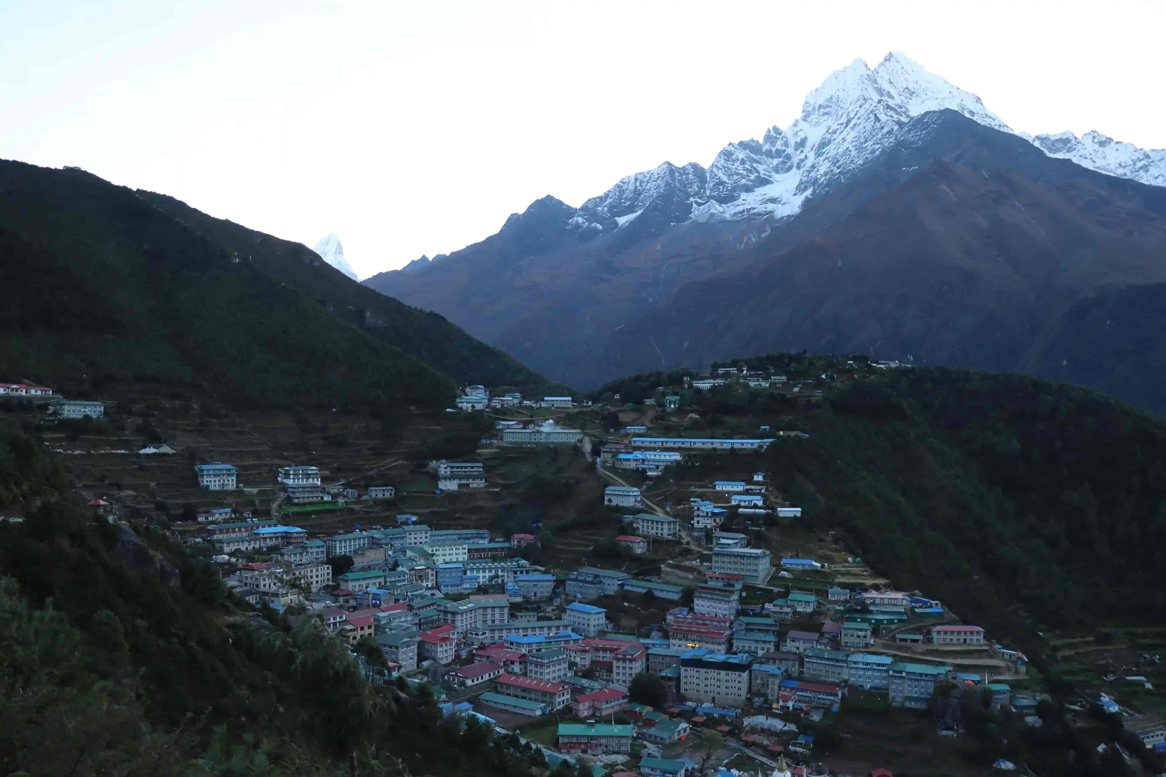 Namche Bazaar with Mount Thamserku in the Background